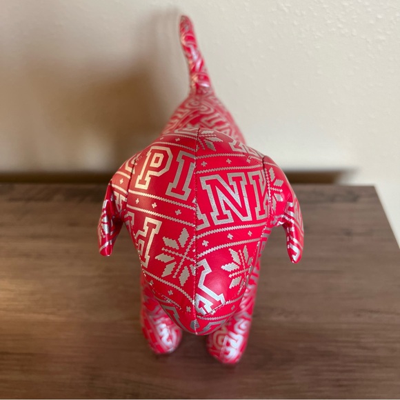 Victoria’s Secret PINK Holiday Dog Plush Large 10" Red Silver Snowflake 2015 - Picture 10 of 12